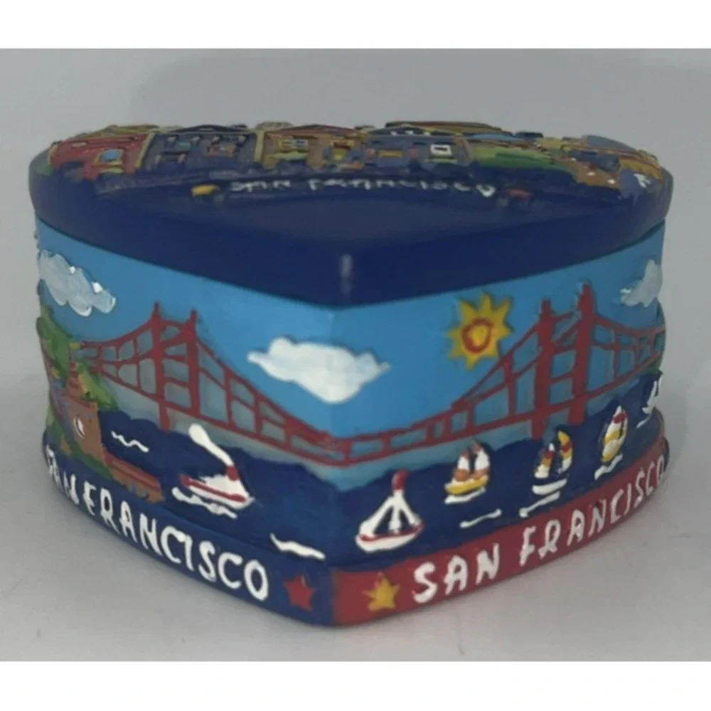 San Francisco Trinket Jewelry Box Resin Colorful Heart‎ Shaped 3